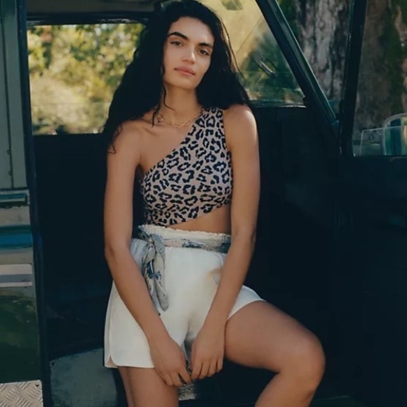 NWOT Beach Riot Leopard Animal Print Asymmetrical Celine One Shoulder One Piece - Picture 10 of 16